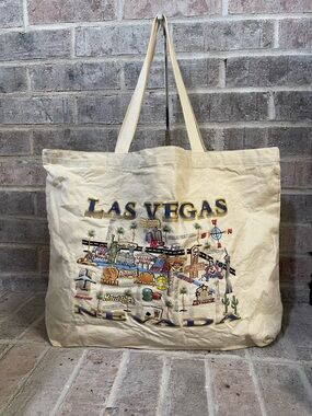 Las Vegas Nevada Canvas Tote Bag with Colorful Map Design
